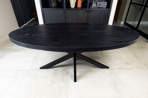 Eettafel ovaal mango zwart 180 x 90cm
