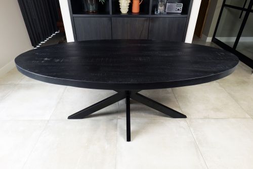 Eettafel ovaal mango zwart 240 x 100cm