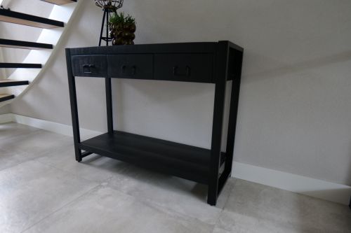 Sidetable mangohout zwart 120x40x90cm