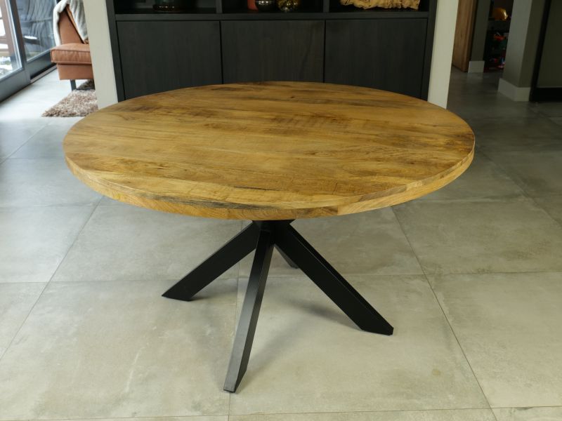 Eettafel rond mango naturel