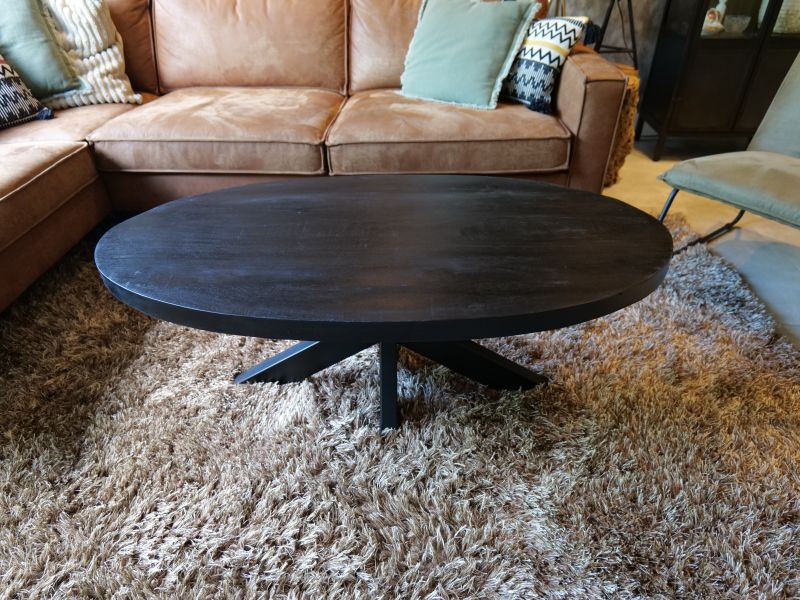 Salontafel ovaal mango zwart