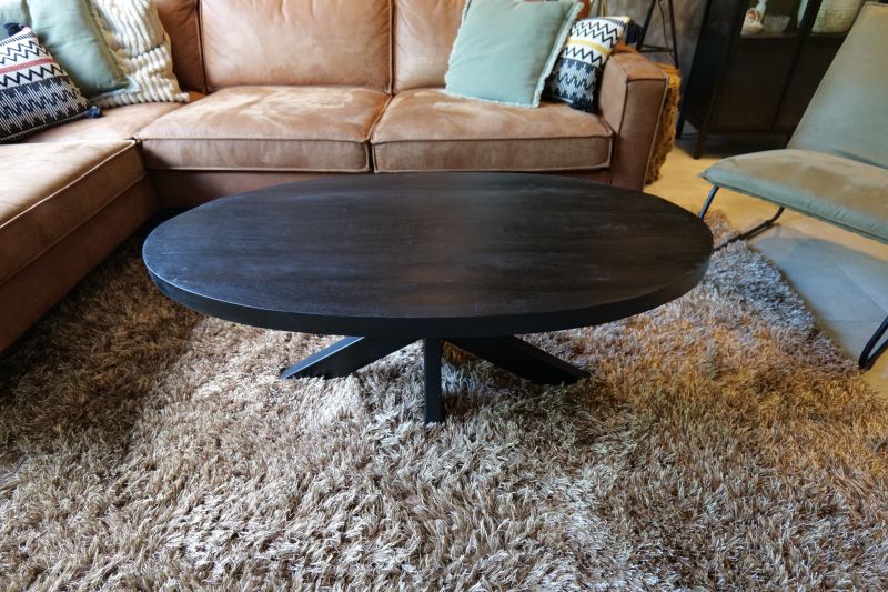 Salontafel ovaal mango zwart